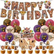 30PCS Highland Cow Birthday