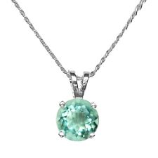 8mm ROUND BLUE GREEN FLUORITE 925 STERLING SILVER PENDANT + CHAIN / NECKLACE