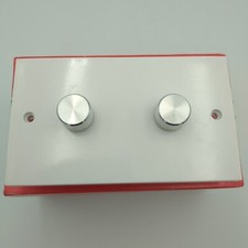 MK 2 Gang 2 Way 250W Push Dimmer Chrome Knobs on Double Plate Old Style