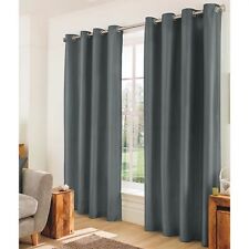Charcoal Faux Silk Eyelet Curtains  Elegant Home Decor 66 x 72" Gift Christmas
