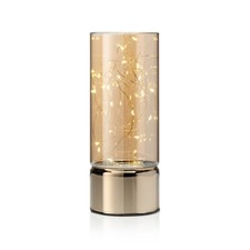 Auraglow Wire Rice Light - Glass Cylinder LED Battery Lantern with Timer Option