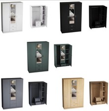 Modern Wardrobe 3 Door 2 Drawers Storage Closet Hanging Rail Bedroom Furniture