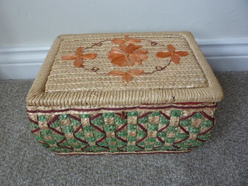 Vintage straw woven wicker - straw,