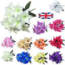 Best Artificial 45cm Stargazer Lillies 10 Head Flower Spray Bunch Lily Decor New
