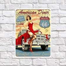 American Diner Route 66. Retro tin sign Art Decor Gift