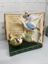 Vintage Ceramic Bisque Book Mother Goose Musical Sculpture - Collectable