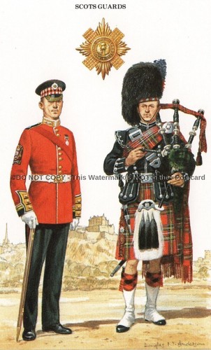 Scots guards military postcard - guards,