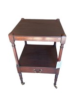 Antique Georgian Mahogany Nightstand Bed Side Table Single Drawer On Castors