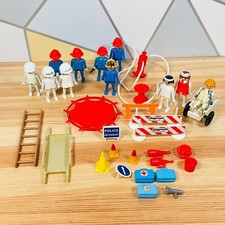 Vtg Fireman & Police Accident Playpeople Playmobil System Playset w/ Accessories