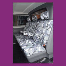 Vauxhall Vivaro 2014-19 Rear Crew Cab Grey Camo Tailored Waterproof Seat Covers