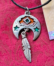 Handcrafted Cosmic Pewter dreamcatcher pendant with enamel on adjustable cord