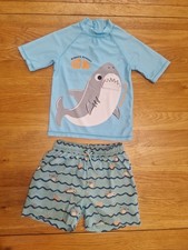 Shark swim shorts and rash vest 3-4 years