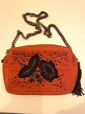 ZARA Orange Velvet Evening Bag