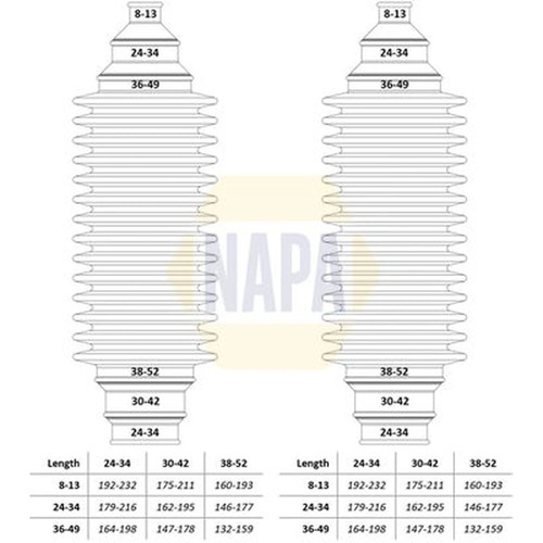 Napa steering bellow - steering, front