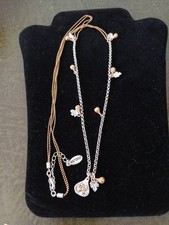 Hultquist Autumn Squash Leaves Gold Silver Mixed Tone Textured Long Necklace