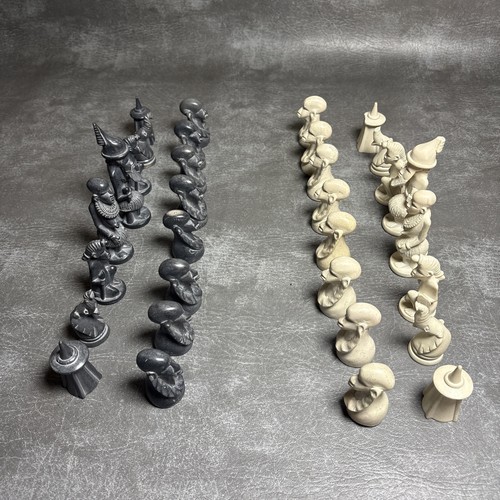 Carved soap stone chess set - stone,