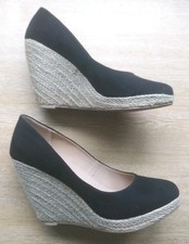 ROBERTO VIANNI SIZE 5 BLACK FAUX SUEDE ESPADRILLE HIGH WEDGE B136F103125B2/27