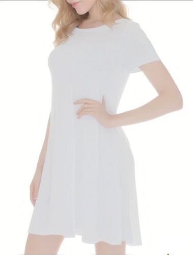 Women short sleeve swing dress - women,