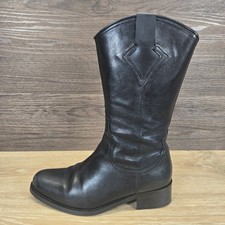 Ted And Muffy Black Leather Mid Calf Boots Size UK 4 EU 37 Side Zip 