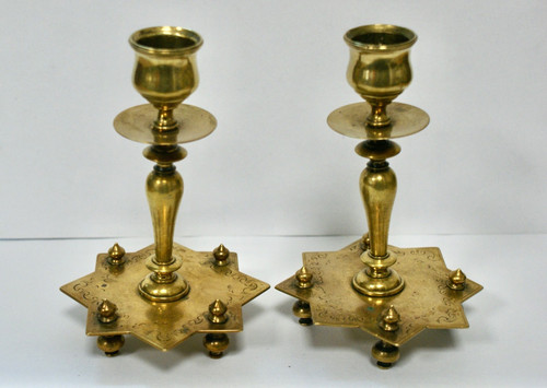 Pair victorian brass - pair,