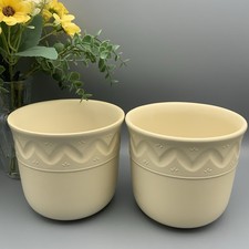 Matching Plant Pots pair of Planters Cream Beige Ceramic Minimalist Plain x2 VGC