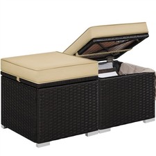 2pcs Patio Rattan Ottomans