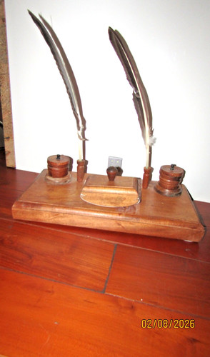 Vintage inkwell wooden - vintage,