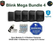 Blink Outdoor 4 Camera Mega Bundle: Sync Module + 64GB USB + Batteries + CCTV