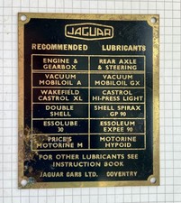 JAGUAR Cars Vintage Metal Bulkhead Plate ORIGINAL PART