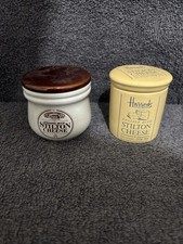 2 x Cheese Pots 1 Harrods Stilton Cheese - 1 Tuxford Blue Stilton empty + Lids