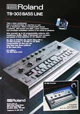 *RARE* ROLAND TB-303 BASS LINE SYNTHESISER Keyboard 1983 Vintage ADVERT Poster