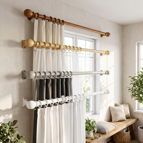 28mm wooden curtain pole - 28mm, set