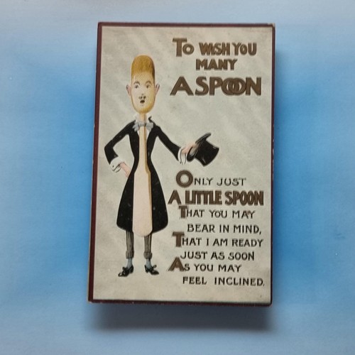 Comic postcard c1920 spoon man - comic,
