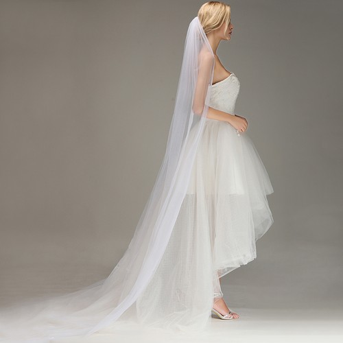 Long white wedding veil - 2m,