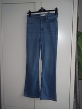 MARKS M&S AUTOGRAPH Jeans Blue Denim Stretch Flared High Waisted SIZE 8S FIT 10?