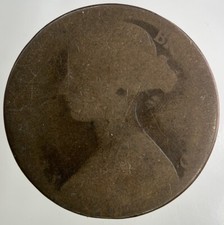1865 Victoria One Penny Coin |