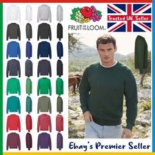 Mens Plain Sweatshirt - Fruit of the Loom Classic Top - Raglan Jumper 17 Colours