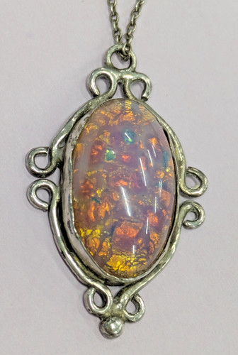 Faux fire opal oval - faux,