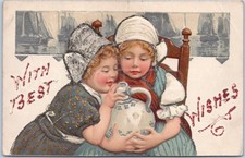 Vintage Postcard Dutch Girls