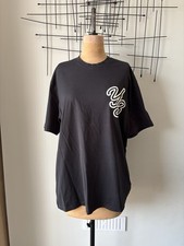 Adidas Y3 Graphic Short Sleeve Tee T-shirt Black L Cotton Logo-Flocked Thailand