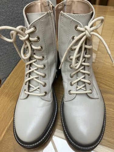 Cream leather biker - &,