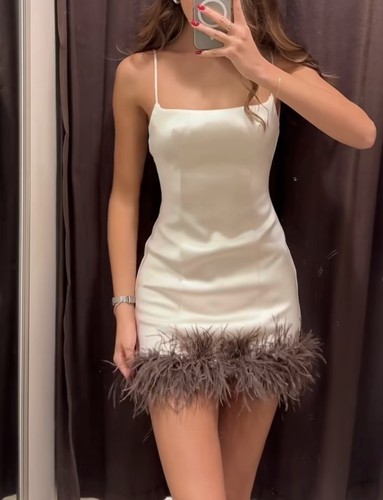 Zara white satin - zara, feather