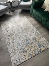Abstract Living Room Rug,  120 x 180cm, Multi (grey/blue/yellow/orange/white)