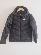 NIKE Black Hooded Puffer Coat Size L Boys