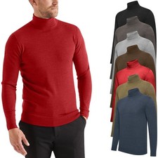 Xmas Mens Pullover Warm Jumper Roll Neck Casual Soft Cotton Long Sleeve Sweater