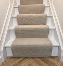 Carpet Stair Runner 7M X 60cm Colour Berber Herringbone With Matching Wool Edge.