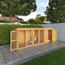 Waltons Wooden 12 x 4 Dog Kennel & Run Tongue & Groove Pets House 10yr Guarantee