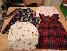 Bundle 4 Items 12 To 18 Months Girls. Including 2 Xmas Dresses, Babygro And Top