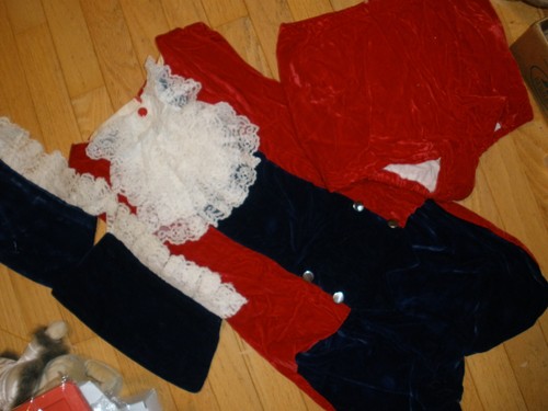 Vintage velour material - red, &