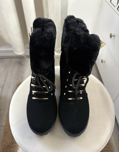Women black faux suede - faux,